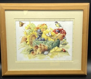 Marjolein Bastin Framed Art Print Summer Sunflowers Berries Birds Butterflies - Picture 1 of 8