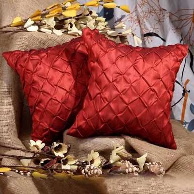 Designer pillow covers red sofa pillow cover pleated throw pillow for couch 2pc - Image 1 of 4