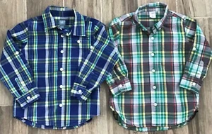 Lot of 2 BABY GAP plaid button down shirts boys 4 yr & 5 yr FLAWLESS condition - Picture 1 of 3