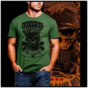 Infantry t-shirt WW2 Helmet raise hell quote Infantryman shemagh combat veteran - Picture 1 of 1