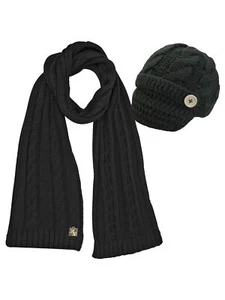 CABLE KNIT NEWSBOY CABBIE HAT & SCARF MATCHING SET - Imagen 1 de 42
