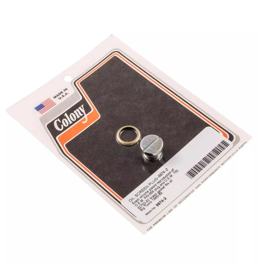 Colony 9874-2, Oil Screen Plug, 1966-1969 Big Twins, OEM# 655, Chrome Foto 1 de 1