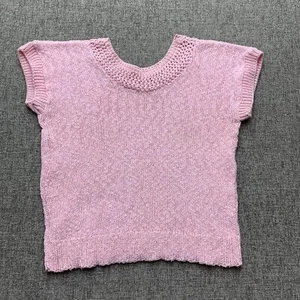 Vntg Across America Women's Cropped Knit Cotton Sweater Pink XL Valentines READ - Picture 1 of 8