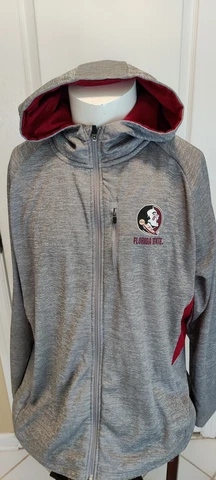 Florida State University Seminoles Men's XXL Full Zip Hoodie with pockets Gray Cover