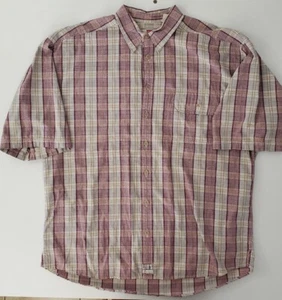 Levis Quality Clothing Shirt Mens XL Short Sleve Burgandy Red Black Plaid Button - Picture 1 of 11