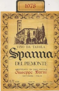 SPANNA DEL PIEMONTE 1978 - GIUSEPPE BARNI - ETICHETTA VINO - Imagen 1 de 1