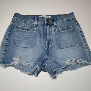 Pantalones cortos de jean Mudd Flx elásticos de altura alta junior talla 3 dobladillo crudo en apuros - Imagen 1 de 8