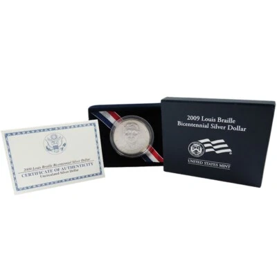 2009 Louis Braille Bicentennial Proof Silver Dollar $1 BOX COA OGP - Image 1 of 3