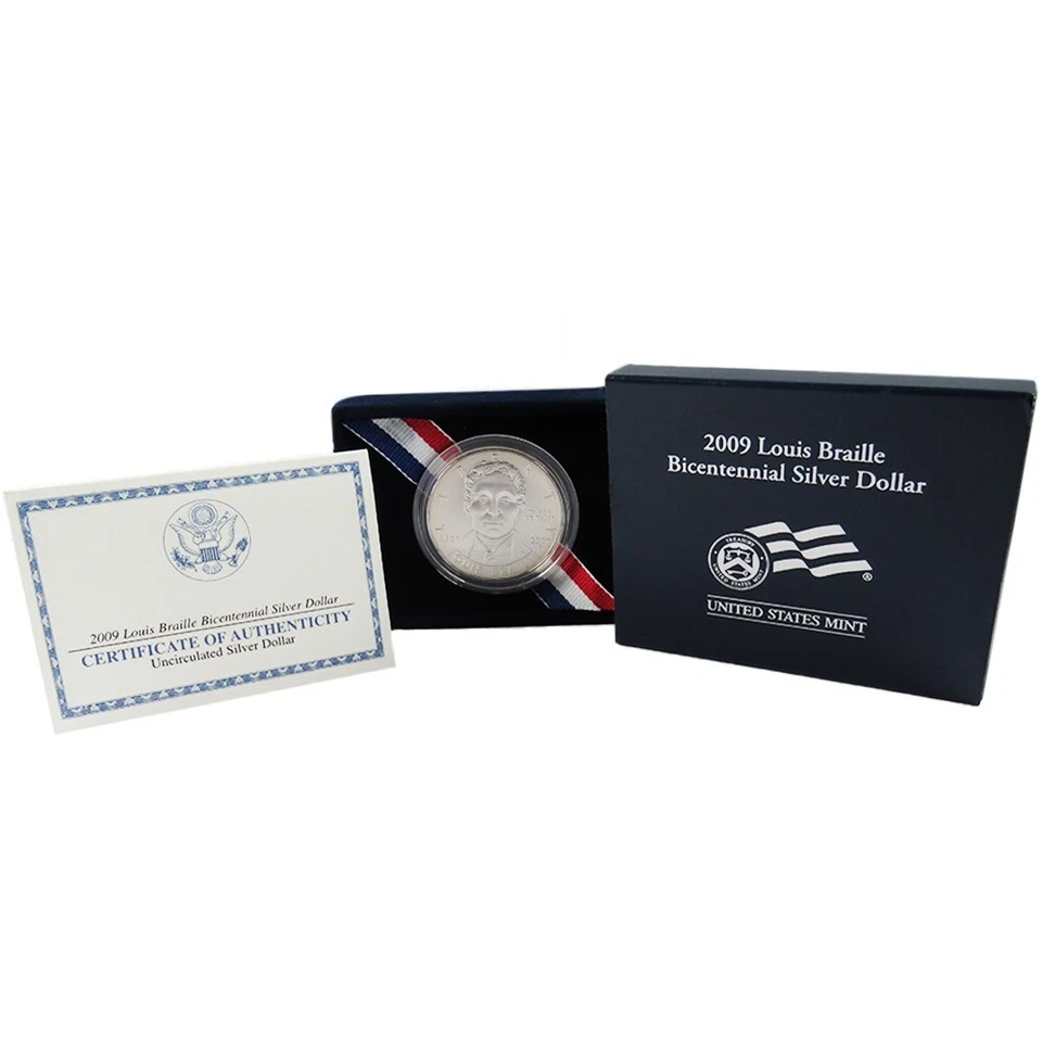 2009 Louis Braille Bicentennial Proof Silver Dollar $1 BOX COA OGP - Image 1 of 3