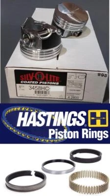 Chevy 7.4 454 Silvolite Hypereutectic Coated 10cc Dome Pistons Rings Set 8 .030" - Image 1 of 3