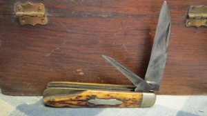 Vintage Cattaraugus Cutlery Co. 21819 Two Blade Bone Handle Folding Pocket Knife - Picture 1 of 8