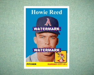 Howie Reed Kansas City Athletics A's 1958 Style Custom Baseball Art Card - Picture 1 of 2