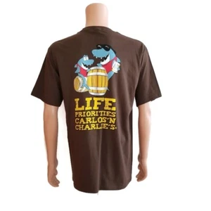 Carlos' N Charlie's Cozumel Brown Short Sleeve T Shirt Size Lg Life Priorities  - Picture 1 of 12