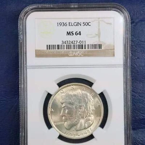 1936 Elgin Centennial Half Dollar 50c Commemorative - NGC MS 64 - Picture 1 of 6