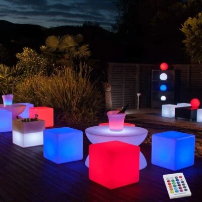 Cubo de luz LED de 16" para silla interior y exterior patio bar sillón decorativo Foto 1 de 3