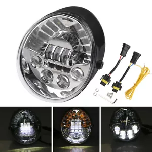60W Motorcycle LED Oval Hi/Lo Headlight DRL TurnLight For Harley VROD VRSCA VRSC - Picture 1 of 9