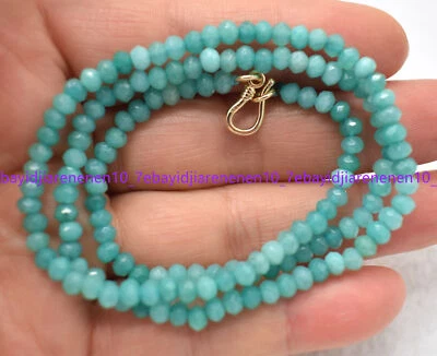 Collar de cuentas de ábaco gemas amazonita azul natural de 2x4 mm 16-28 pulgadas Foto 1 de 4
