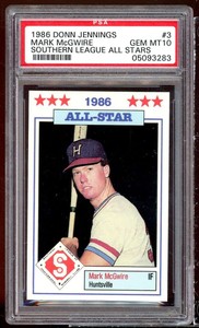 Mark McGwire Rookie Card 1986 Jennings Southern League All-Stars #3 PSA 10