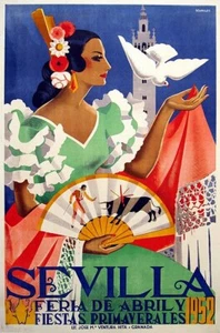 Fiera di Siviglia Feste di Primavera Spagna Maireles Siviglia 1952 7 x 11" Poster Stampa artistica - Foto 1 di 1