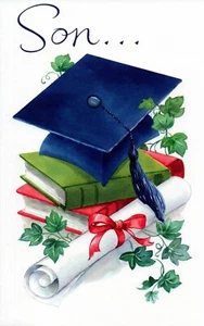 Loving GRADUATION Card FOR SON, Congrat Books Ivy by Gallant Greetings +Envelope - Picture 1 of 4