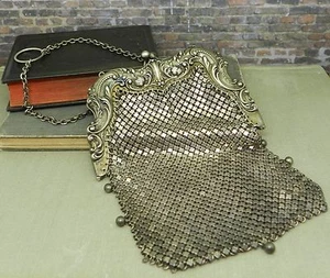 Antiguo bolso de malla de plata esterlina 925 Gorham de principios de siglo B570M - Imagen 1 de 11