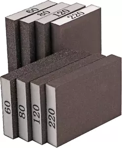 8 Pack Sanding Sponge, Sanding Blocks 60/80/120/220 Grit Assortment, Sand Paper - Picture 1 of 11