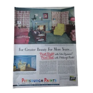 1950 Pittsburgh Paints - For Greater Beauty - Vintage Print Ad - Picture 1 of 3