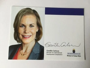 Autogramm GUNILLA CARLSSON (Schweden)-Moderata samlingspar-original signiert-AK4 - Picture 1 of 2