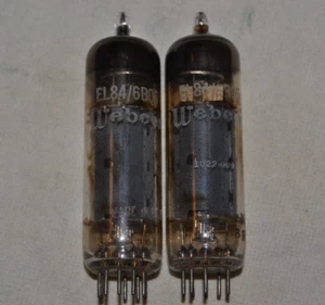 Excelente!!! Par de tubos Webcor/Mullard EL84 1959 6BQ5 código rX1 R9E emparejados - Imagen 1 de 7
