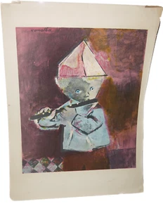 Rajmund Konelba kleiner Junge mit Flöte polnische Mid Century Kunst um 1950 - Bild 1 von 4