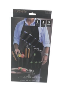 BlksSmith 32”x23” Grilling Apron Holds A 6 Pack Of Can Beer Spices & Grill Tools - Picture 1 of 3