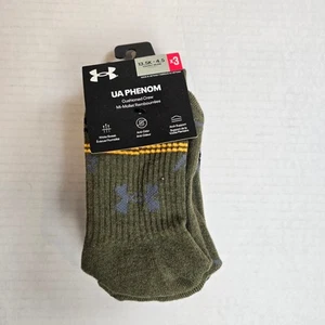 Under Armour Phenom Socks Size 13.5-4.5 Youth Cushioned Crew 3pk Marine Green - Picture 1 of 4