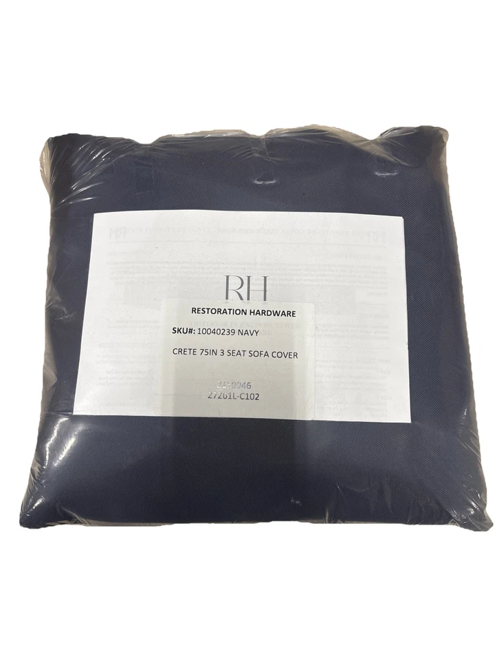 Restoration Hardware Crete 75in 3 Seat Sofa Cover In Navy - Image 1 of 1
