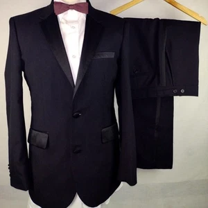 Charlton Gray Black Mens Dinner Suit Tuxedo Prom Cruise 38"S W34" L29" - Picture 1 of 8
