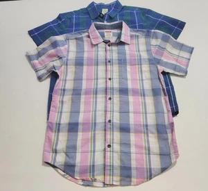 2 Lots Of Wrangler Boys Button Up Short-Sleeve Shirt Boys Size XL Pink/Blue - Picture 1 of 19