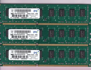 6GB 3x2GB PC3-10600 PQI MFACR423PA0103 DDR3-1333 Desktop Ram Memory Kit DIMM - Picture 1 of 2