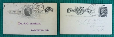 2 1886 Antique US Postal Card From Mycologist Charles H peck To J. C. Arthur - Image 1 of 4