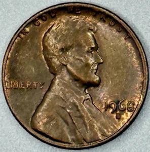1968 S Mint Mark Circulated Brown Lincoln Penny - Picture 1 of 4