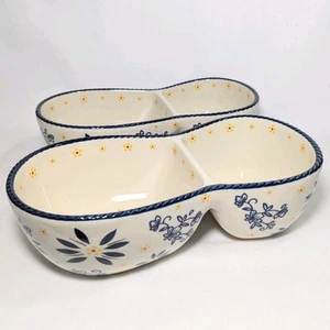 Temptations Divided Snack Bowls Plates Hand Painted Hand Crafted Set Of 2 - Picture 1 of 16