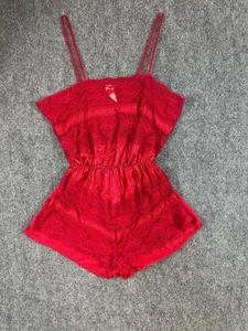 Vintage Texsheen Red Lace Teddy Romper Lingerie Women’s Size S Made in USA - Picture 1 of 6