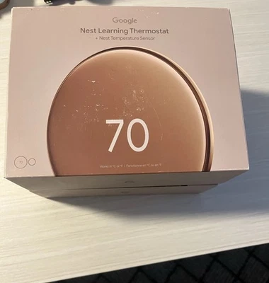 NEW - Google Nest Learning Thermostat 4th Gen Polished Gold Temperature Sensor - Image 1 of 2