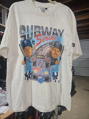 Vtg 2000 PUMA MLB World Series NY Yankees Jeter NY Mets Piazza Men's LG T-Shirt - Image 1 of 4