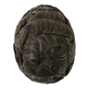 Mens Toupee Human Hair Replacement System Hairpiece Ultra 0.04 mm Thin Skin #520 - Picture 1 of 6