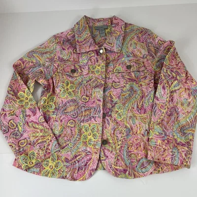 Chaqueta Analogy Petites PL Colorido Rosa Paisley Abotonada Ligera Primavera Foto 1 de 4