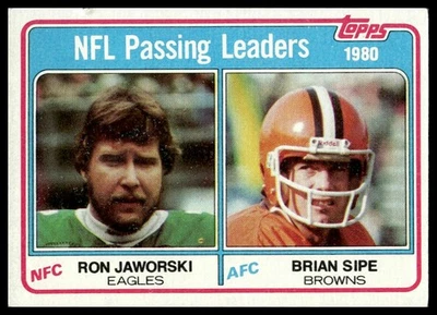 1981 Topps #1 1980 Passing Leaders (Ron Jaworski / Brian Sipe) NM+ - Image 1 of 2