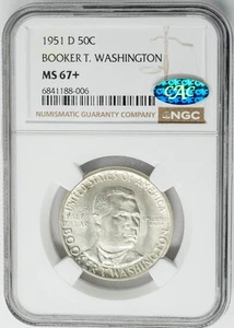 1951-D Booker T Washington Half 50c MS67+ NGC ~ CAC 950476-30 - Picture 1 of 5