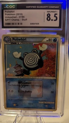 Poliwhirl 37/95 Unleashed (2010) S/P/T Championships Staff CGC 8.5  Very Rare - Image 1 of 3