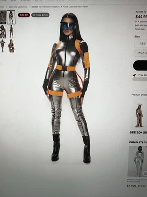 Rocket To The Moon Astronaut Costume Set Silver Fashionnova Halloween Costume XS - Image 1 of 4