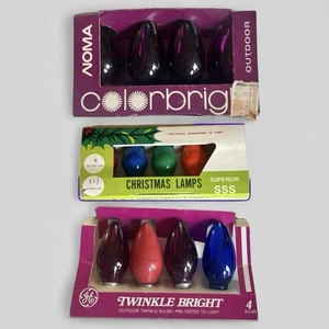 Vintage Noma/GE Twinkle Bright/Superior C7.5 /C9 Color Bulbs 13 Light Bulbs Lot - Bild 1 von 9