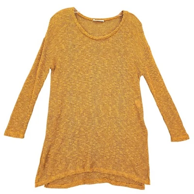 Suéter clásico de oro amarillo exuberante mangas 3/4 tejido suelto cuello redondo para mujer talla S Foto 1 de 4